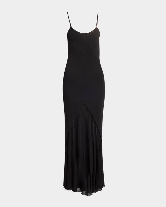 Sheer Skirt Panel Jersey Dress